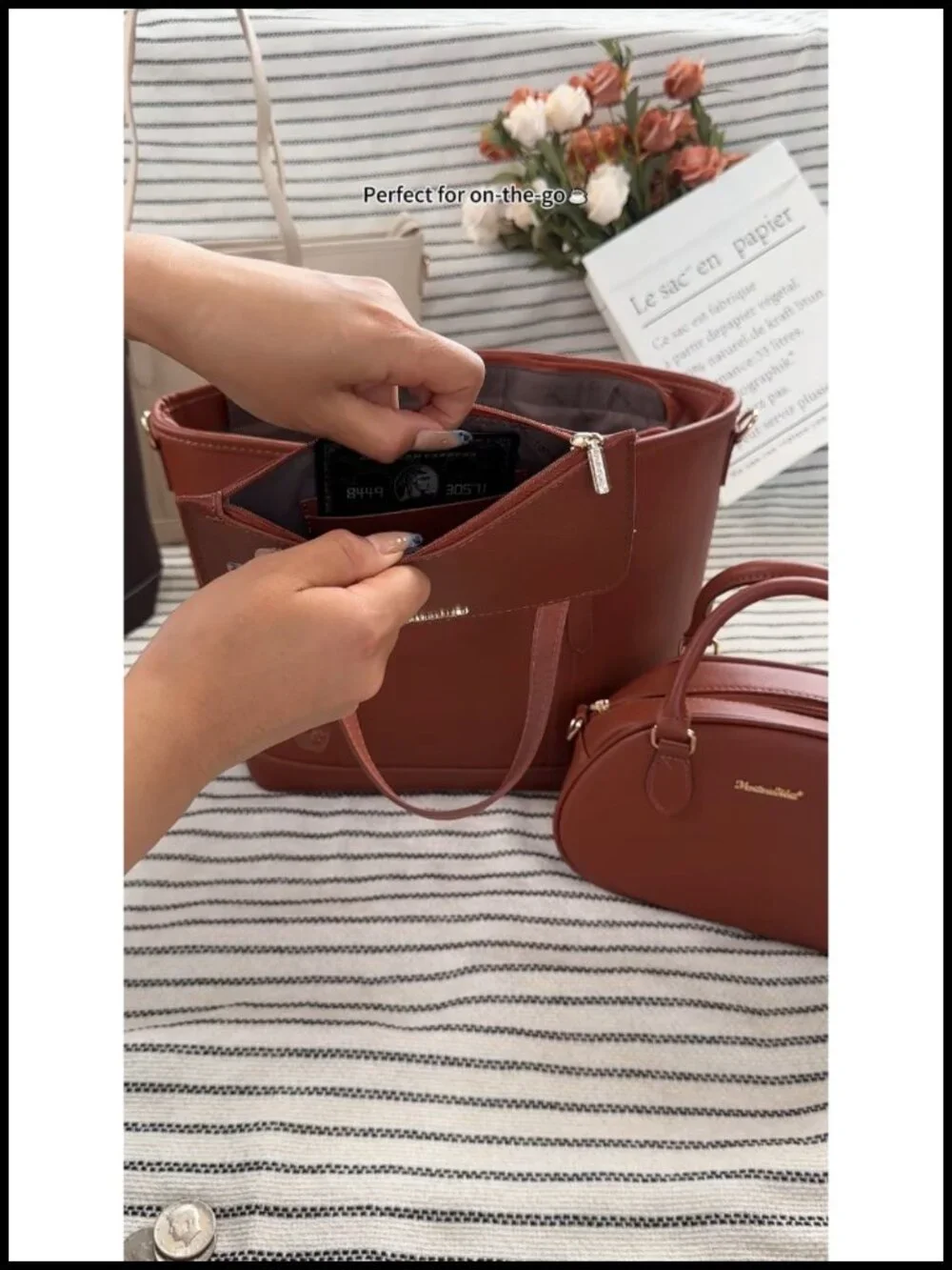 3-Piece Handbag Set Tote Crossbody Wallet Faux Leather Work Laptop Bag